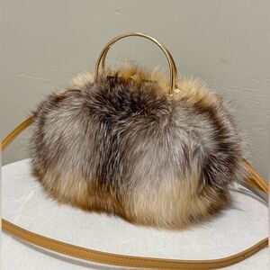 Gorgeous Handmade Genuine Fox Fur Top handle Bag/Shoulder Bag/Crossbody